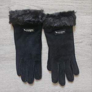 Koolaburra by UGG Women's Black Leather & Faux Fur Cuff Winter Gloves Medium M